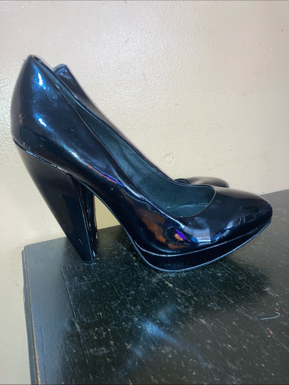 Aldo Black Patent Platform Pump Heels